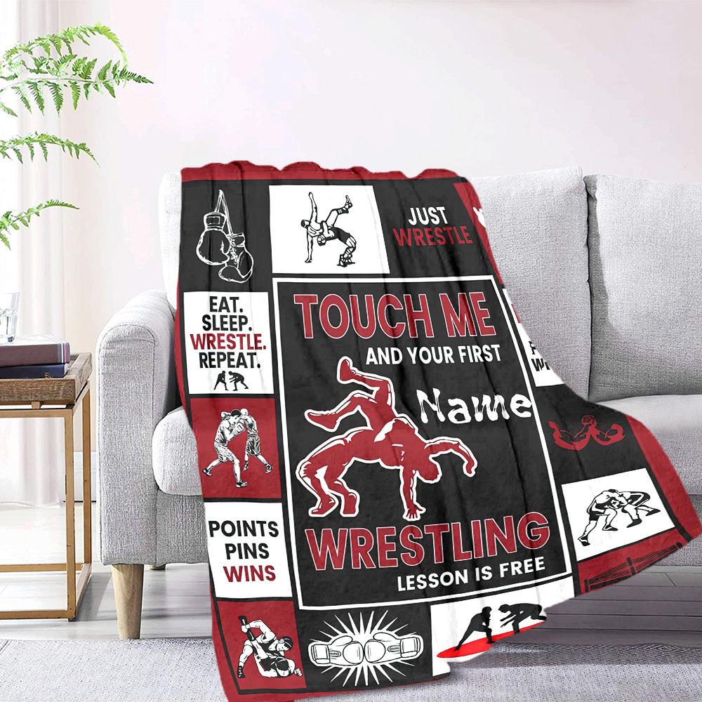 Wrestling Bandana Eat Sleep Wrestle Repeat Cozy Blanket Text Soft Warm Cozy Throw For Sofa Couch Office Bed Picnics Four Seasons Universal Modern