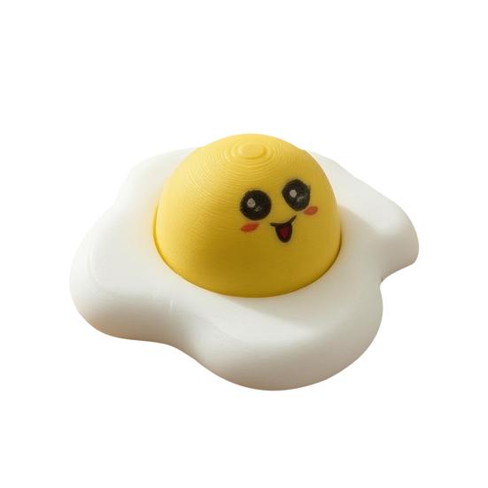 Fried Eggs Press Button Keychain, 3D Printed Fidget Clicker Toy for Stress Relief, Novelty Imitation Food Bag Charm for Handbag Purse