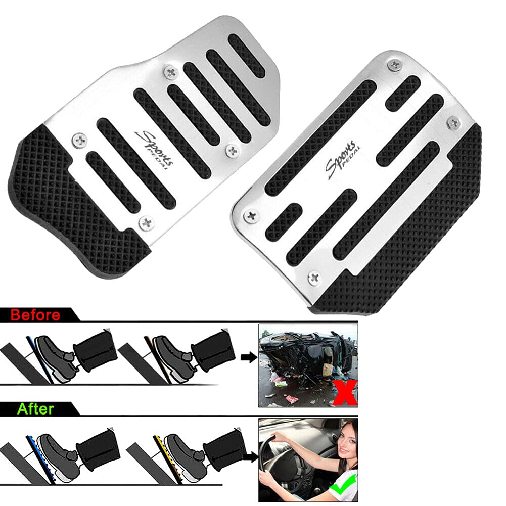 Andifany 2 Pcs Gas Axle Pedal and Brake Pedal Cover Foot Pad Non-slip, Universal Automatic Transmission Car