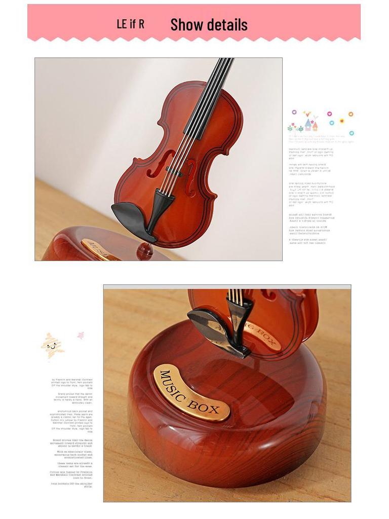 European Style Rotating Music Box: Guitar & Violin Ornament - Perfect Birthday or Couple Holiday Gift for the Living Room.