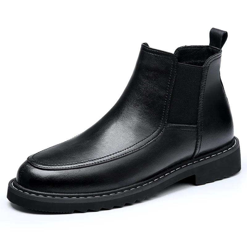 Erkekler için Botlar Hakiki Deri ayakkabılar Platform Bilekte Botlar Dış Mekan Rahat Yumuşak Erkek iş ofis Botları Botas Hombre