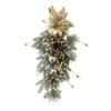 Christmas Teardrop Swag Wreath Green Leaves Christmas Decoration for Front Door for Home Fireplace Holiday Party Garden