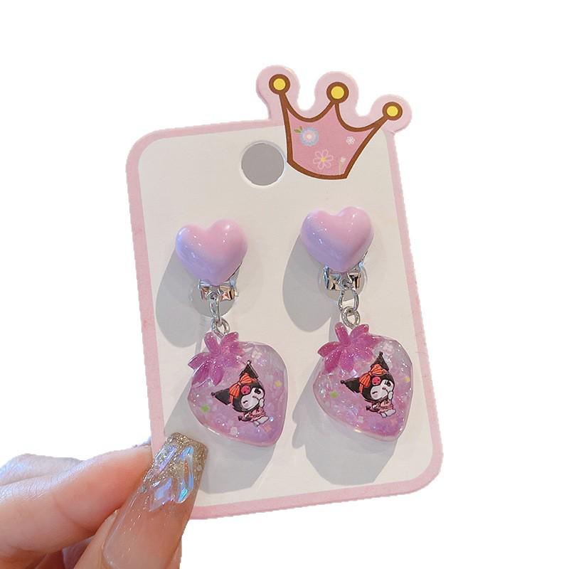 Kuromi No-Piercing Pain-Free Earrings for Girls – Stylish, Comfortable Ear Clips