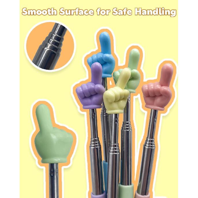 Retractable Teacher Pointer for Classroom Kids Reading, Dumero Extendable Finger Pointer Stick, School Collapsible Telescoping Long Hand Pointing
