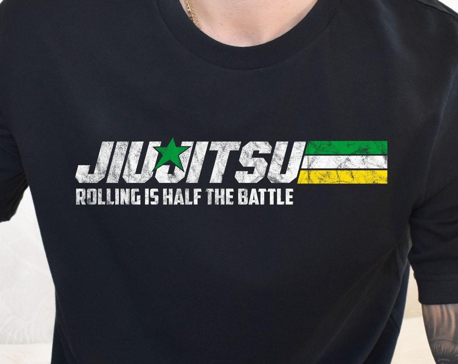 Jiu Jitsu T-Shirt for Men Rolling Is Half the Battle Graphic Tee Brazilian Jiu Jitsu Shirt - Martial Arts Training Apparel - BJJ Gift XL