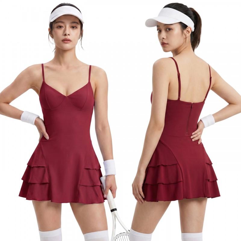 Womens Yoga Running Dress With Built-in Shorts Athletic Skirt Gym Fitness Tennis Outdoor Workout