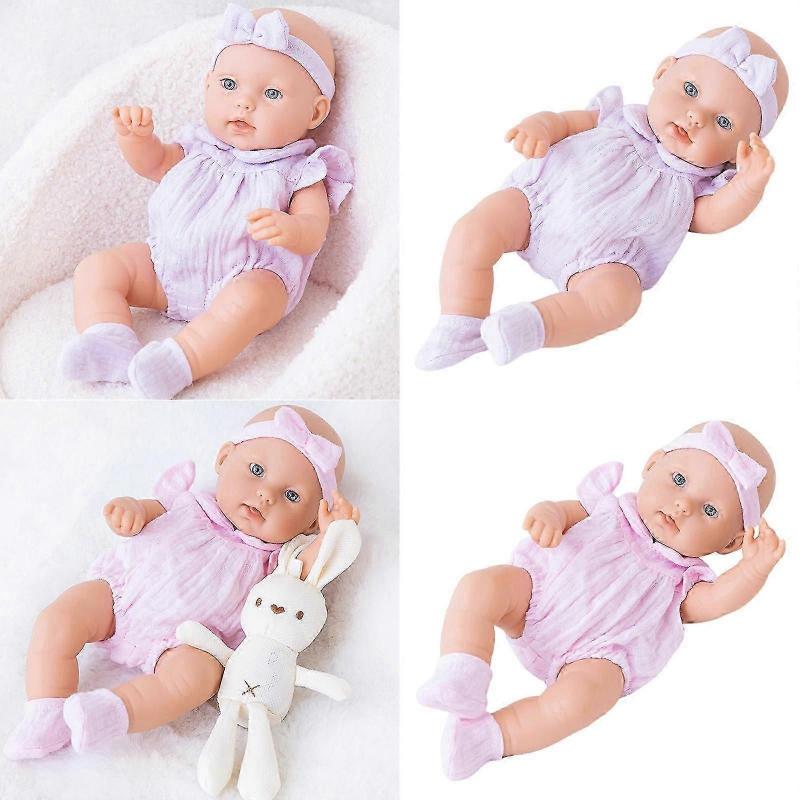 30cm Realistic Sleeping Doll Soft Toy with Lovely Face Life Like Educational Reborns Boutiques Collection Kid Party Gift  Purple