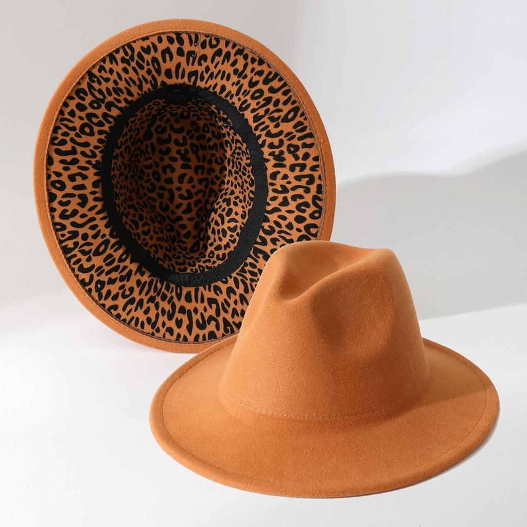 Hot-selling new fashion soft felt hats for men and women, reversible leopard print jazz hats, spring and autumn ethnic hats, fedora hats