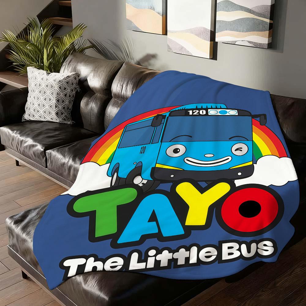 Cartoon car T Tayo the L little Bus Blanket For Sofa Office Bed Plane Travel Sleep Read Relax Camping Soft And Warm