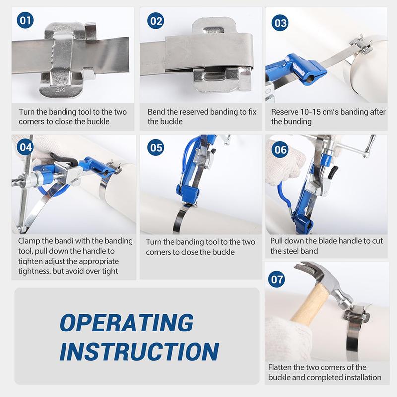 Stainless Steel Cable Tie Gun Bundle Tool Tensioning Trigger Cable Gun Cutter Stainless Steel Zip Hand Fastening Strap