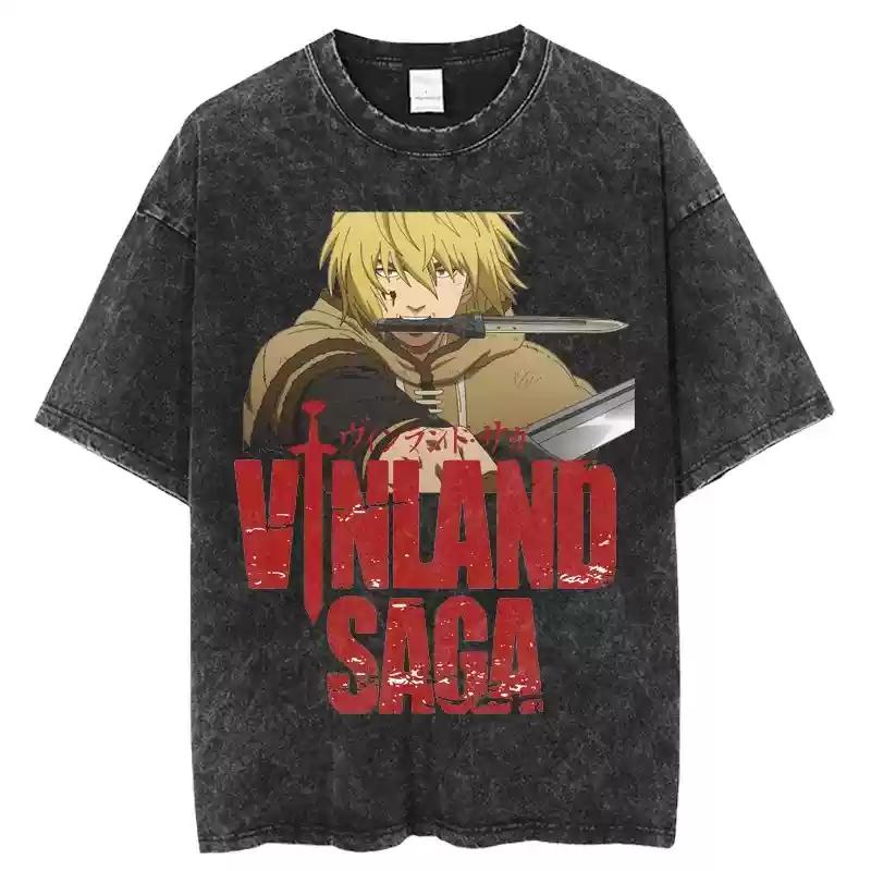 VINLAND SAGA Manga Graphic Tshirt Thorfinn T Shirt Mens Clothing Short Sleeve Tee Cotton Harajuku Washed Oversized Tshirt