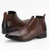 Designer New Winter Pointed Patchwork Pu Leather Shoes High Tops Motorcycle Shoes For Male Formal Business Chelsea Ankle Boots