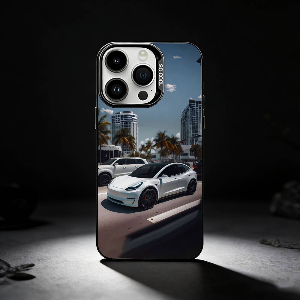 COOL Car Mo-del Y Phone Case For iPhone 17,16,15,14,13,12,11 Plus,Pro Max,XS,Colored silver phone case iPhone15plus