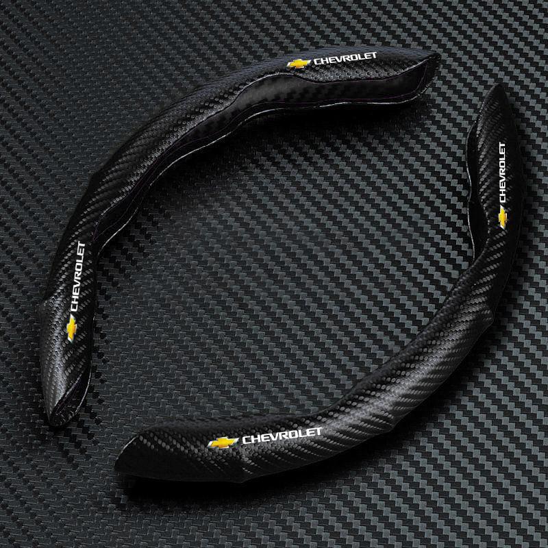 2pcs Carbon Fiber Non-Slip Steering Wheel Cover Car Accessories For Chevrolet Captiva Cruze Silverado Spark Crvalier Malibu