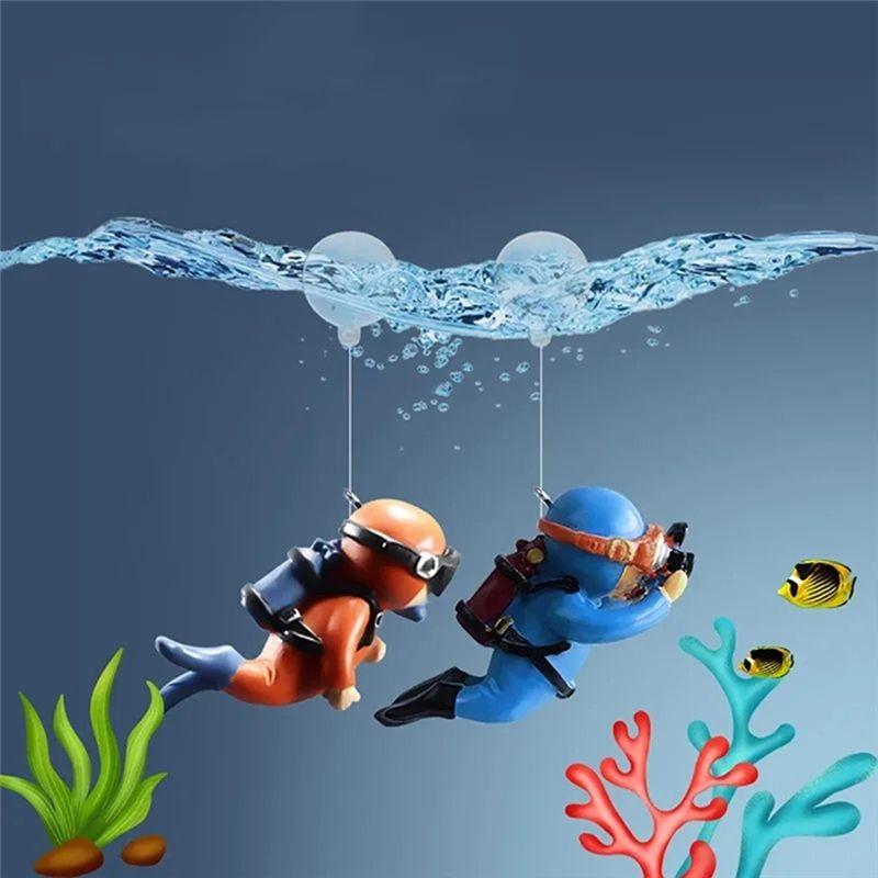 ABWR-8PCS Fish Tank Decorations Accessories Floating Diver Aquarium Ornaments Small Floating Ball Aquarium Accessories