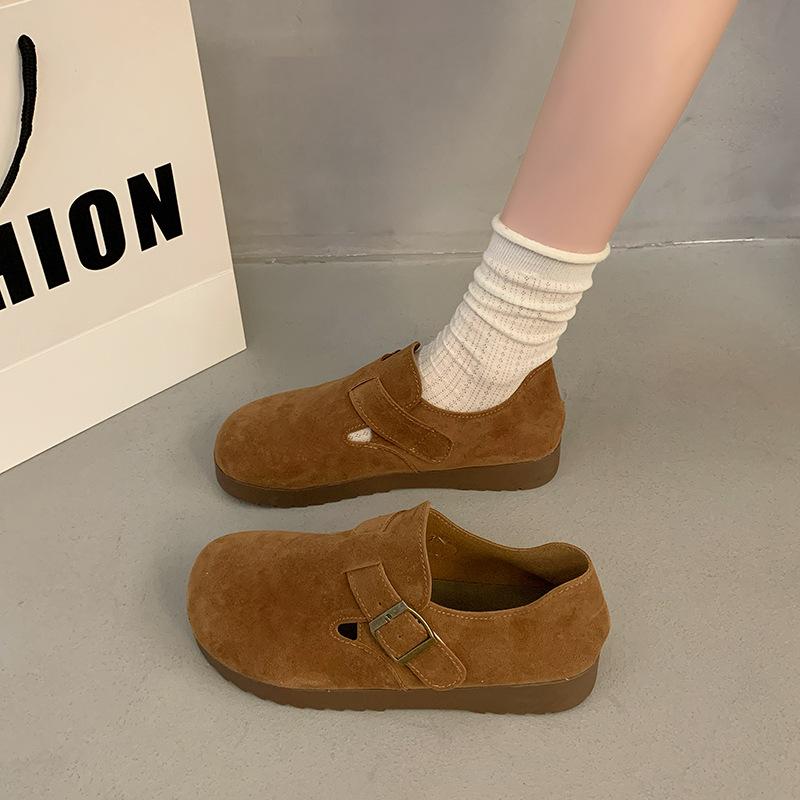 

Модные осенне-зимние новые туфли на толстой подошве, с бархатной подкладкой для тепла, туфли-качалки на одной педали 40