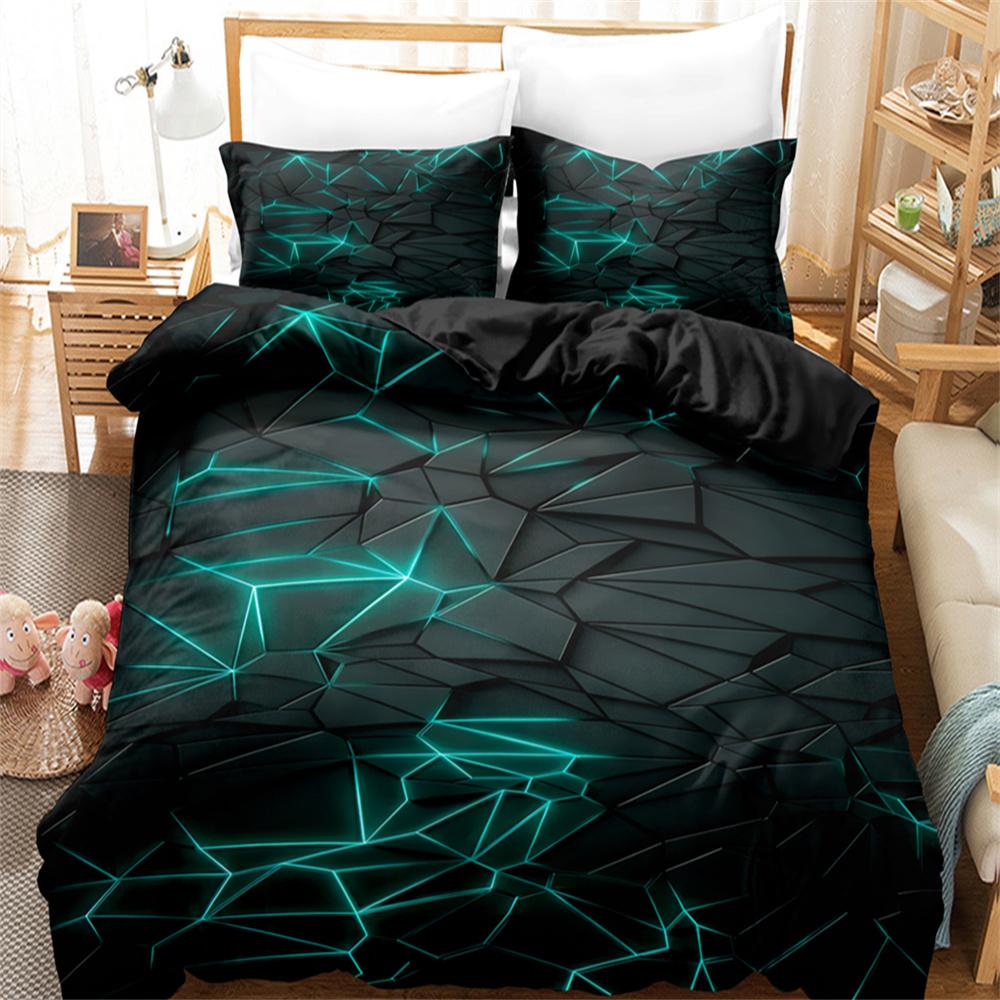 Plástvový černý a červený digitálně potištěný set přikrývky a povlaků na polštáře Ložní set Dekorace do ložnice - 1 povlak na přikrývku + 2 povlaky na polštáře (Žádné jádro polštáře)