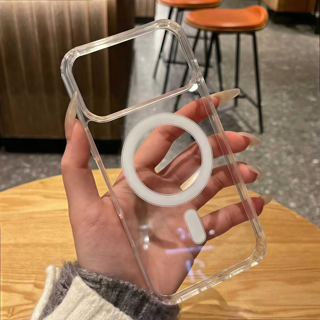 iPhone11Promax acrylic transparent magnetic mobile phone case Apple 11 large hole 11 anti-drop protective case