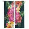 Green Plant Red Hibiscus Chiffon Tulle Curtains For Living Room Kitchen Bedroom 3d Print Sheer Voile Curtain Window Treatment