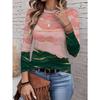 Women's Autumn Long-Sleeve T-Shirt, Marble Print, Street Style Casual Crew Neck Pullover, Loose Fit Outdoor T-Shirt