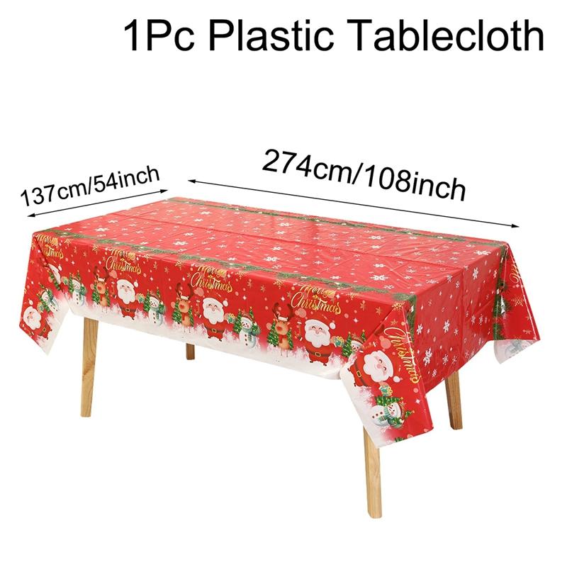 Christmas Disposable Tablecloth Christmas Decorations for Home 2026 Table Cover Navidad Noel New Year Gifts Dining Table Decor