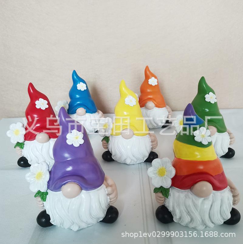 Gartenzwerg Magischer Elf Garten Dekoriert Gesichtsloser Zwerg Zwerg Hält Blume Boden Elf Harz Ornament