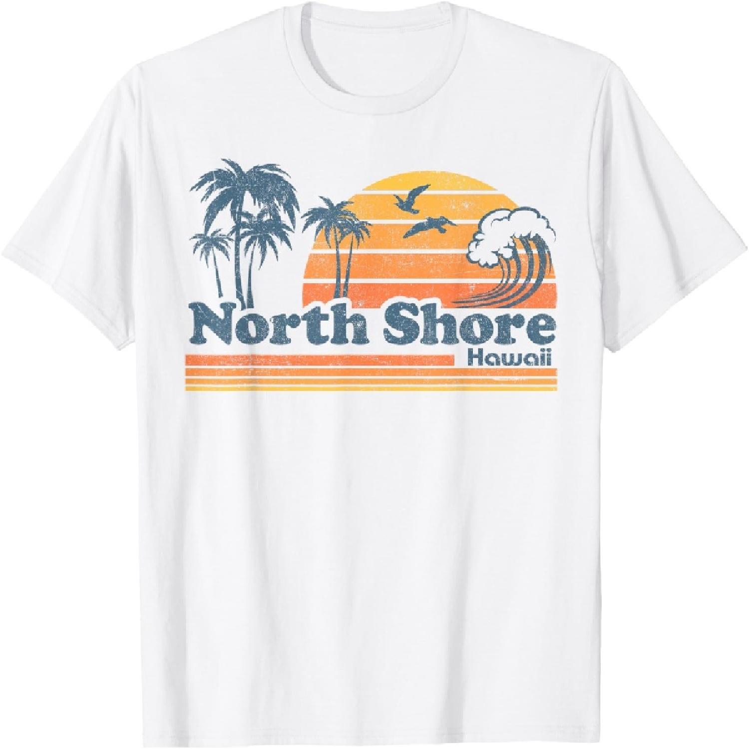 North Shore Oahu Hawaii Vintage Beach Surfing Retro Hawaiian T-Shirt XXXXXL белый