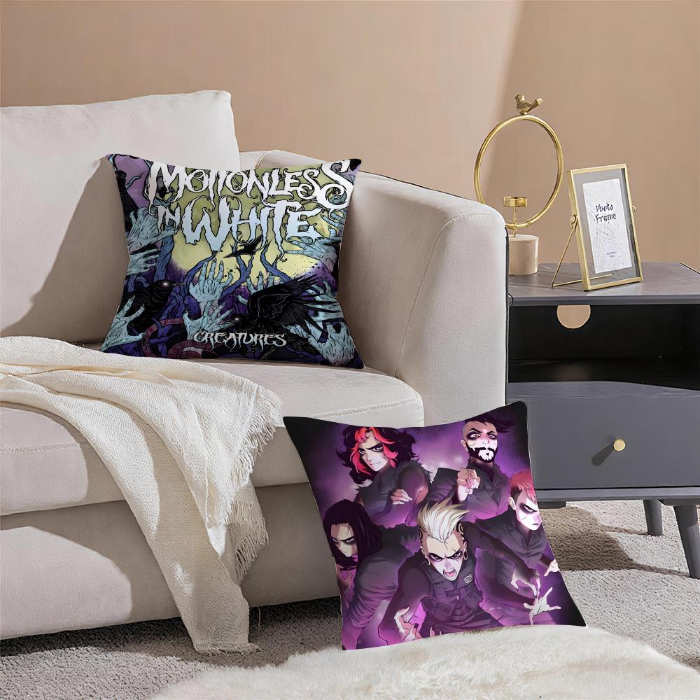 Dark American Rock Band MMotionless In White Cushion Cover Throw Pillow Cover Hidden Button Durable Polyester Chair Cushion