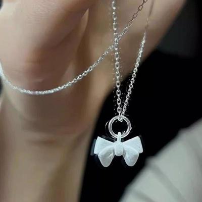Matte Bow Pendant Necklace: Girlish, Fresh, Sweet, Simple Style. Perfect Christmas Clavicle Chain Gift for Besties.