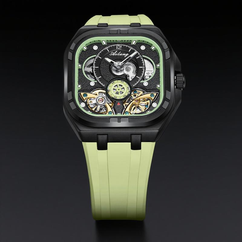 AILANG Men's Top Brand Square Tourbillon Wristwatch Waterproof Original Automatic Mechanical Watch for Man Luminous Luxury