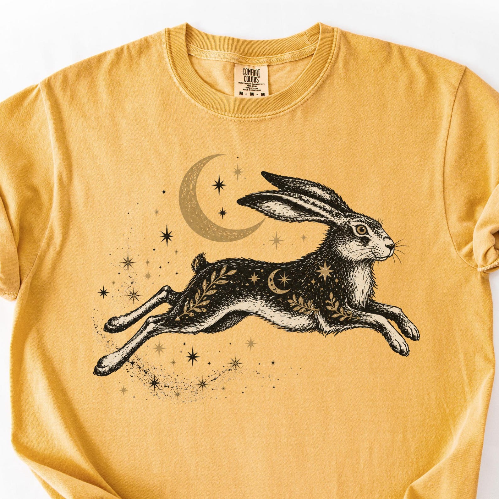 Celestial Hare Moon T-Shirt | Leaping Rabbit Constellation Tee S