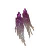 Glamorous Rhinestone Tassel Earrings - Geometric Design, Light Luxury, High-End Style for Women
