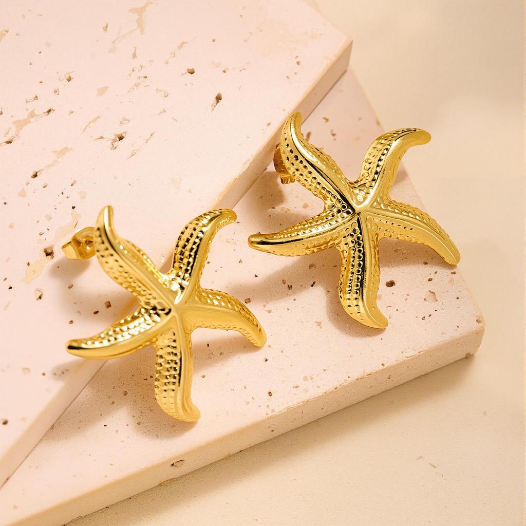 Geometric Irregular 18k Gold Titanium Steel Earrings for Women
