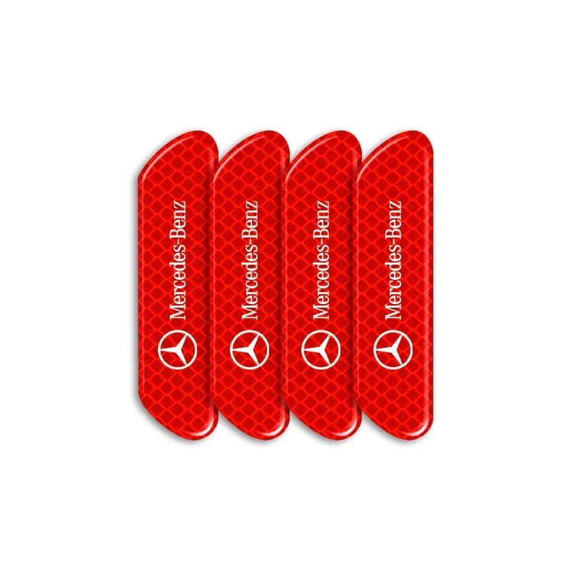 JCG1 4pcs Car Reflective Strips Warning Stickers Badge Car Caps For Mercedes-Benz C450 C180 C200 C220 C250 C300 C400 W205 S20