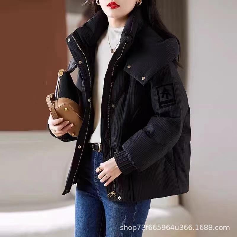 

Short down cotton clothes women s winter new small fashionable and fashionable thickened warm jacket 2XL-150-82.5 kg чорний