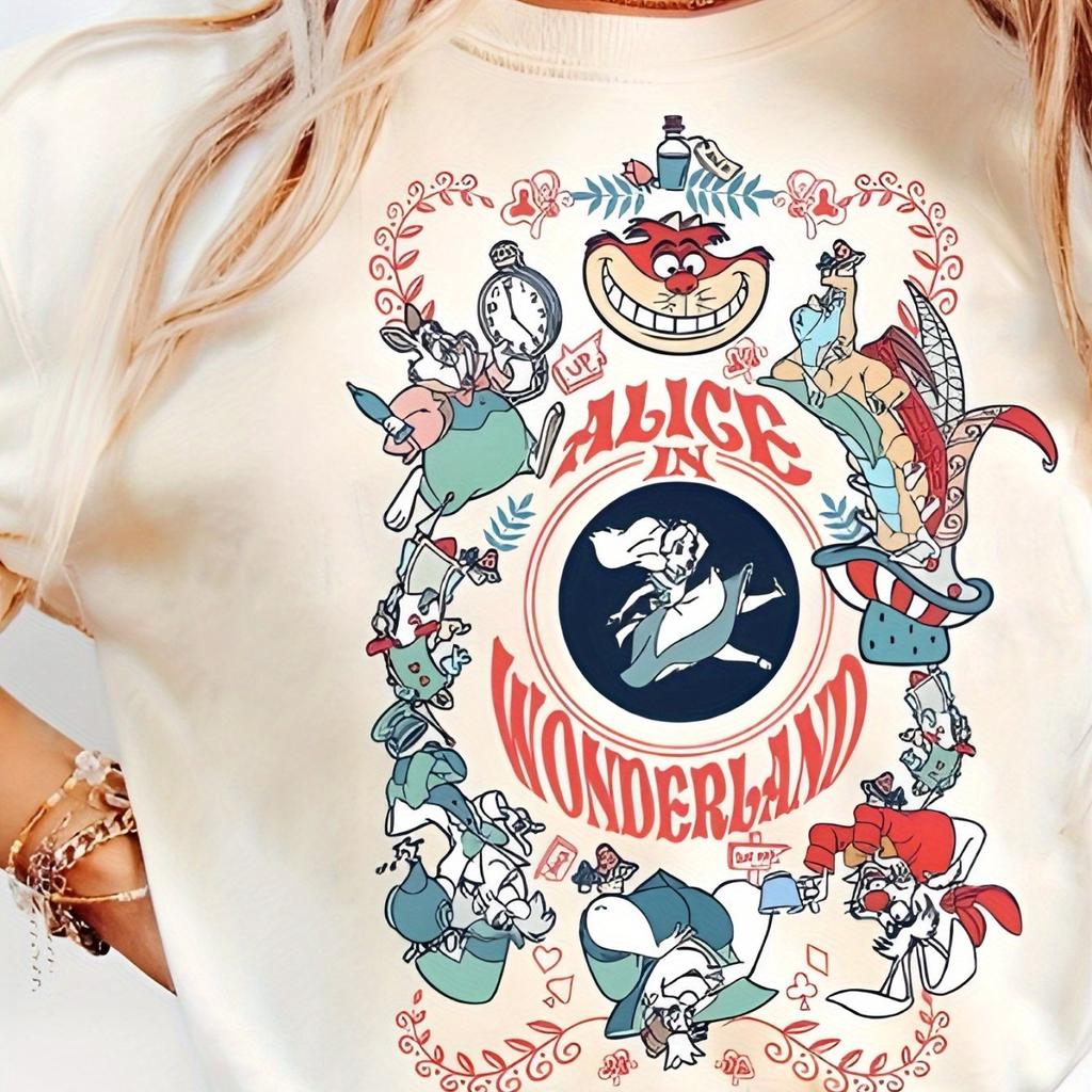Alices Adventures in Wonderland for Women Pure Cotton Tshirt for All Seasons New Unisex Casual Fashion Streetwear