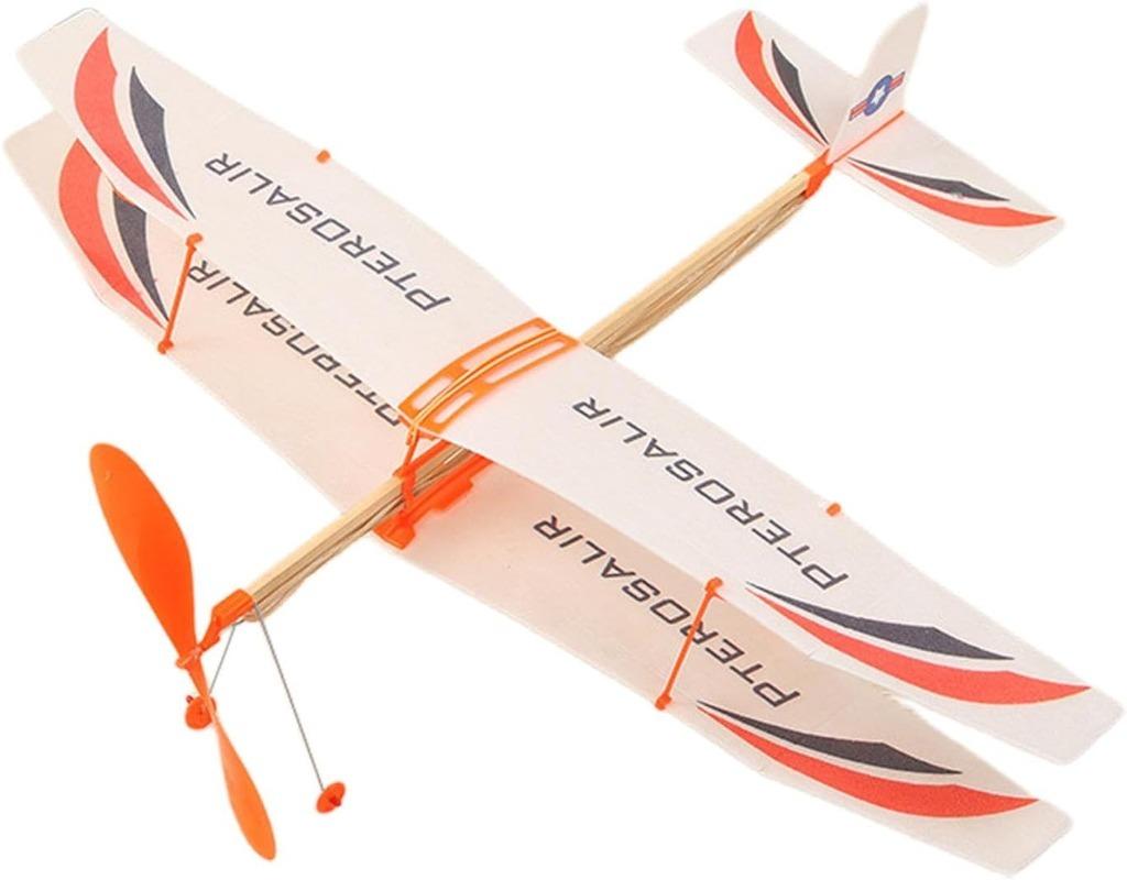 Rubber Band Powered Airplane - Balsa Wood Glider Model Toy for Outdoor Sports Throwing Aircraft for Kids & Adults(Random Color)