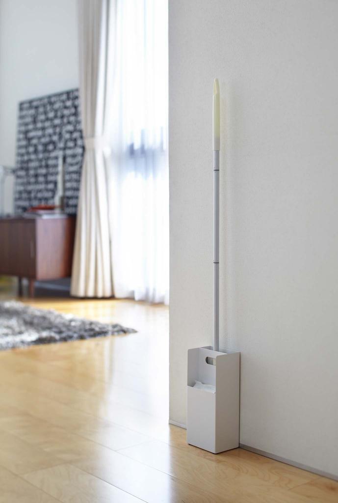 Yamazaki Bodenwischerständer, Weiß, ca.. B11 x T9 x H26cm, Platte, Aufbewahrung von Nachfüllblättern, Schlanke aufrechte Aufbewahrung, 7860