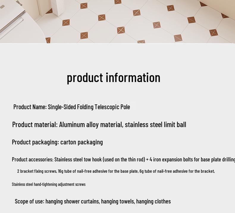 Universal Telescopic Clothes Drying Rack: Freely Retracting, Single-Sided, Folding Design for Household Use