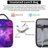 Purple Galaxy Print Lunch Box Reusable Portable Insulated Lunch Bag Bento Tote Cooler Bag for Office Work School Picnic Travel