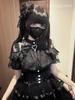 Open landmine lolita girly short XL [XHSUKADO] shoulder, style, blouse, women's, cute, stand-up collar, removable, ribbon, brooch, frills, lace,