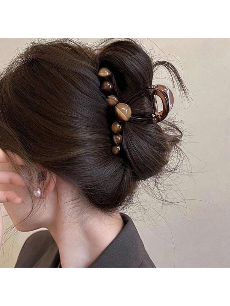 New High-Grade Ombre Beaded Hair Claw Large Back Head Hairpin For Women Updo Accessories