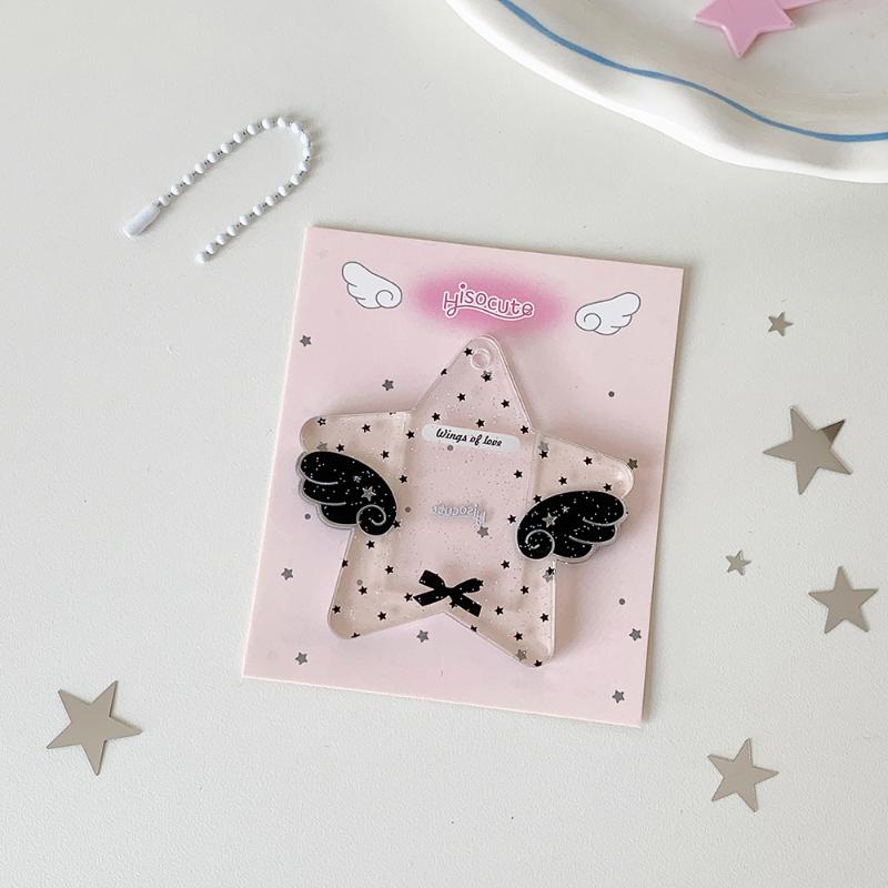 

Kawaii Star Wing Acrylic Photocard Holder Keychain, Cute Glitter Kpop Idol Photo Sleeve Pendant for Collectibles