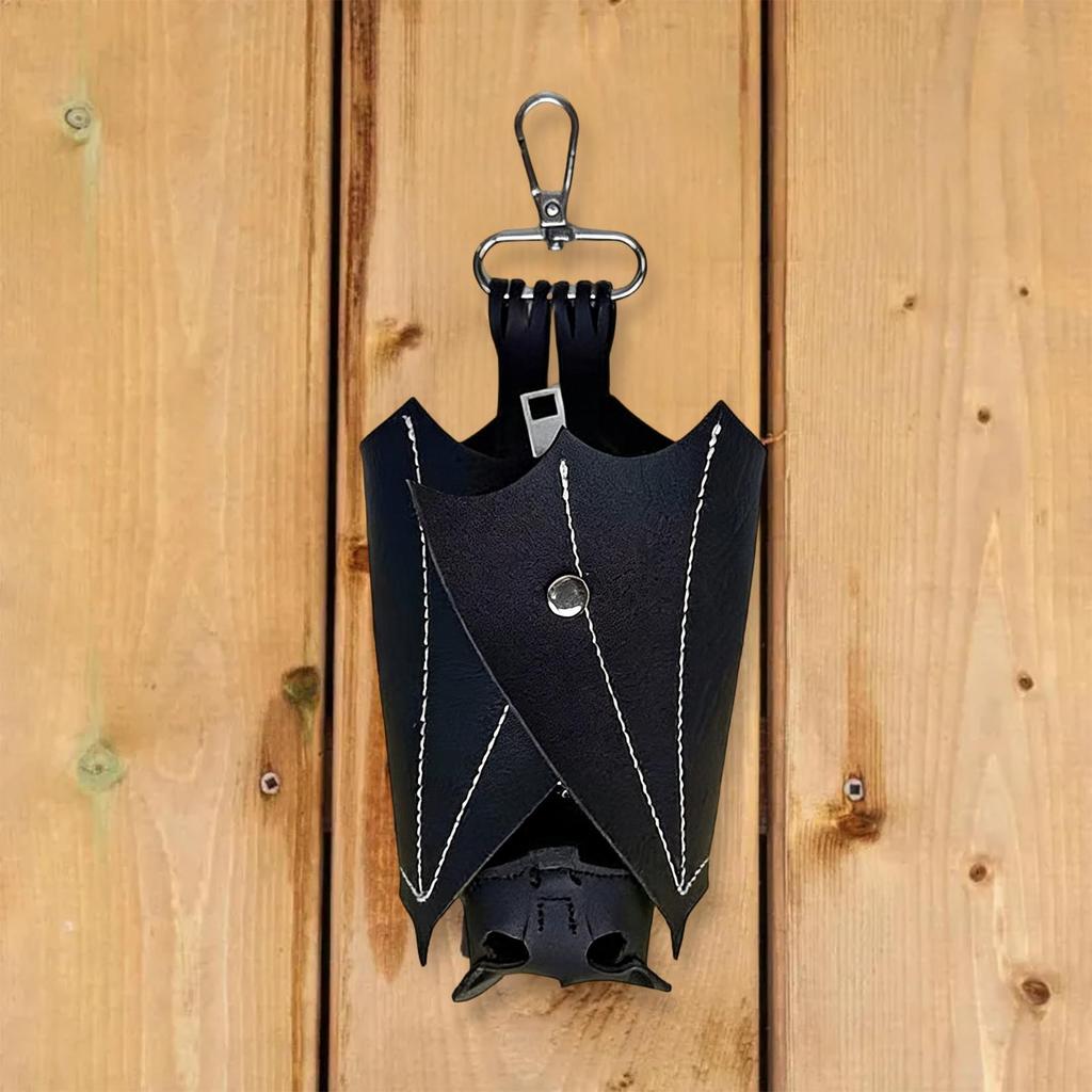 Handmade PU Leather Bat Gothic Coin Bag Keychain Change Purse With Foldable Wings For Shopping Travel Work School Events Outdoor
