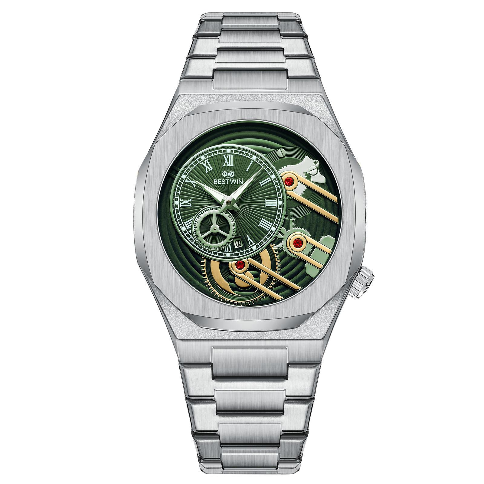 

Модные мужские часы из сплава с трехмерным циферблатом и стальным ремешком