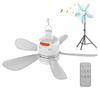 5W Portable Outdoor Ceiling Fan with Light with Remote Control and Extension Hook Cooling Device for Camping Gazebo Tent Patio