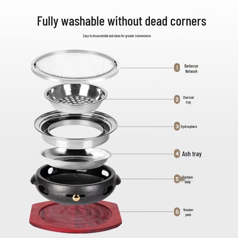 Jundingying Cast Iron BBQ Grill with Non-stick Pan