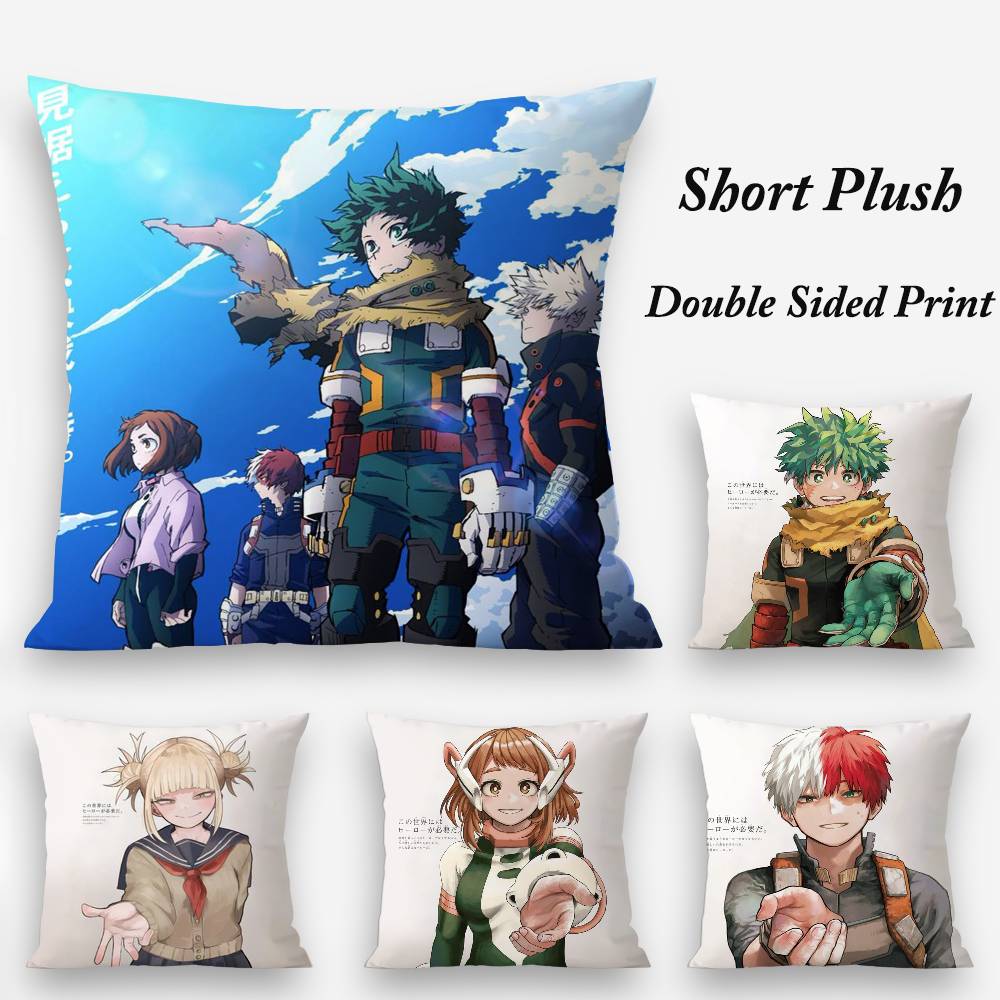 M-My Hero Academias Pillow Case Plush Fabric Soft Double Sided Print Sofa Cushion Cover Throw Pillow Covers