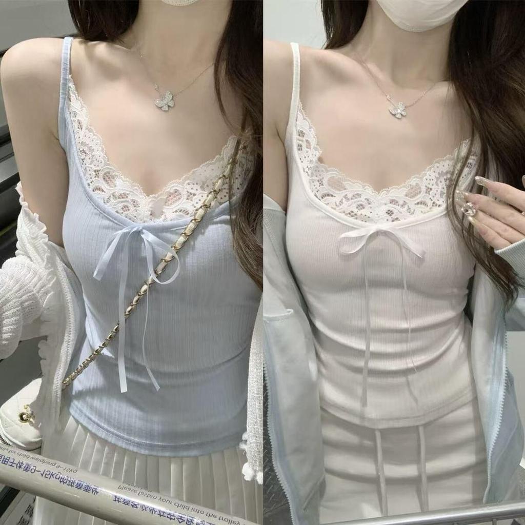 Women's Lace Bow Slim Fit Camisole - Plus Size Spring/Summer 2026