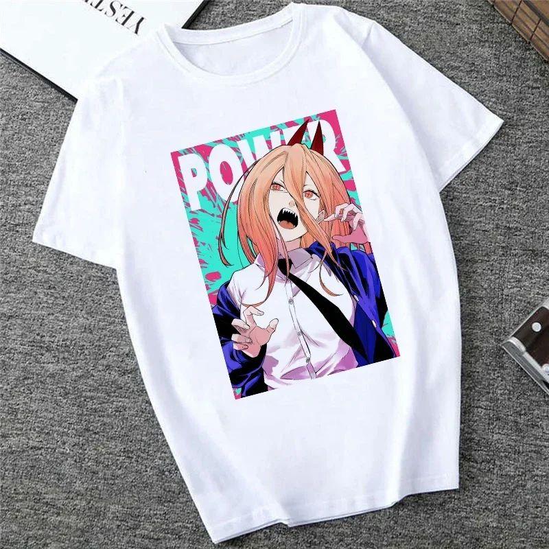 Harajuku Tops Anime Tshirt Unisex Chainsaw Men T Shirt Women Funny Cartoon Pochita Makima T-shirt Graphic Tees Tops Female 90